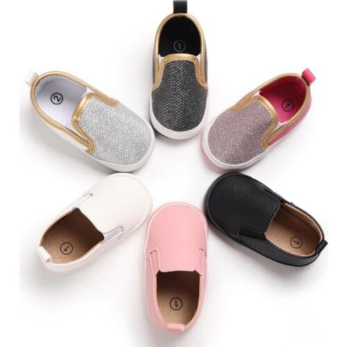 Baby Shoes Newborn Boys Girls First Walkers Kids Toddlers Lace Up PU Leather Soft Soles Sneakers 0-18 Month