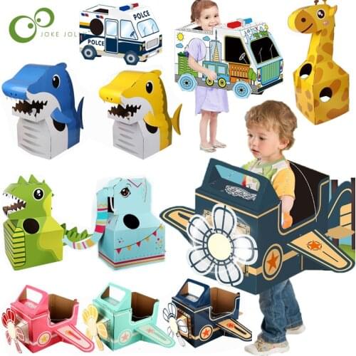 DIY Kids Art Craft Toys for Indoor Outdoor Fun Color Draw Doodle Decorate and Personalize a Cardboard Animal Dinosaur Plane YJN