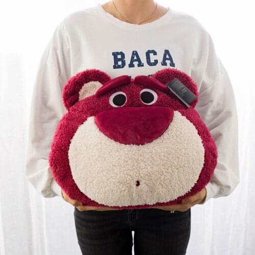 DISNEY Funny Face Toy Story Lotso Stuffed Plush Toys Soft Strawberry Bear Lotso Back Cushion Plush Dolls Gifts for Children Kids