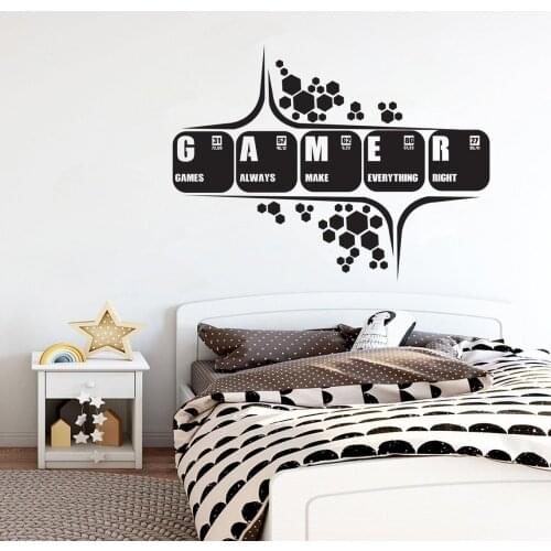 Gamer wall decor Custom Controller decal Video Game Wall Decals Customized Gamer Kids Bedroom Game Vinyl Wall Art Stickersyx09