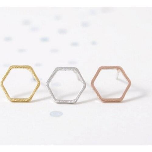 Fashion hexagonal box stud earrings manual drawing exquisite earrings