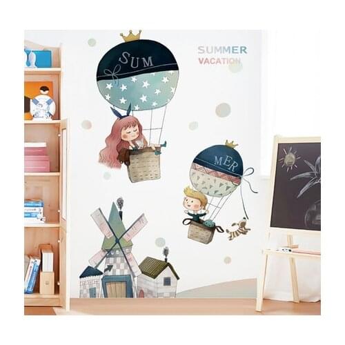 My Summer Holiday Wall Sticker Cute Cartoon Hot Balloon Kids Bedroom Accessories Kindergarten Corridor Poster Vintage Home Decor