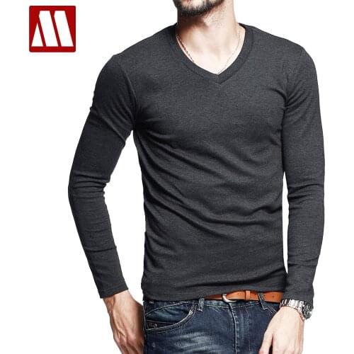 2021 New Summer Tops Fashion Brand Cotton T Shirts for Men Fitness T-Shirt male V-Neck Long Sleeve T Shirt S - 5XL Free shipping