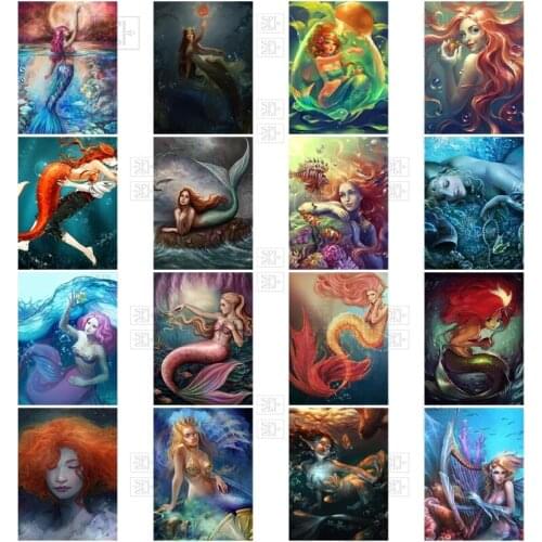 5D Diy Girl Portrait Diamond Painting Fairy Mermaid Cross Stitch Kits Full Square Round Drill Rhinestones Embroidery Home Decor
