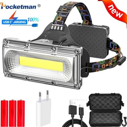 Newest COB Headlamp Strong light Rechargeable Super bright flashlight outdoor LED long-range home miner led ultra light Fish