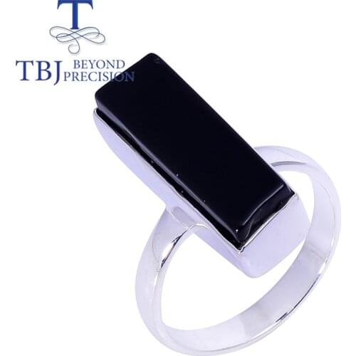2021 new black spinel Long Ring 925 sterling silver hanmade fine jewelry for women daily wear simple design