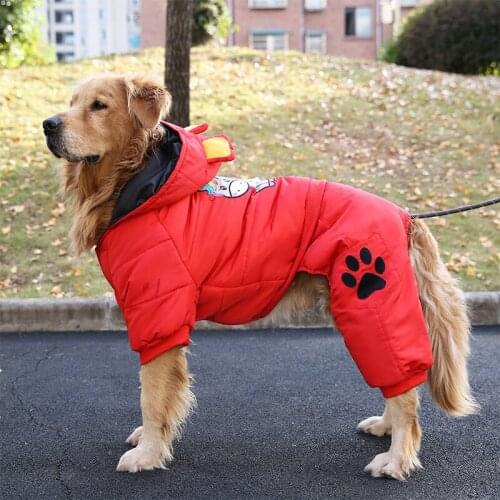 Clothes For Medium And Large Pet Dogs Autumn And Winter Jacket Four Legged Cotton-Padded Clothes Printed Thicken Clothing
