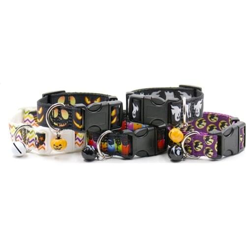 Halloween Decoration Pet Collars Dog Collar Bell 5 STYLE Pet Collar Festival Large Nylon Harness Traction Rope Walking Lead