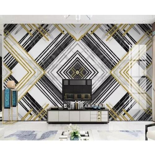 Custom 3D mural wallpaper jazz white marble modern minimalist geometric line background wall brick decorative painting