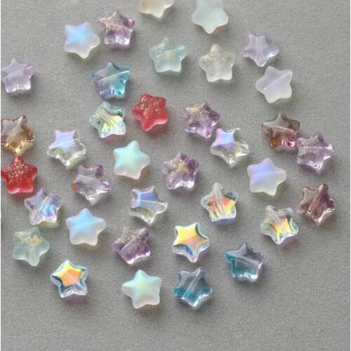Five-pointed star golden point glass beads straight hole diy beaded bracelet necklace earrings material accessories 10pcs