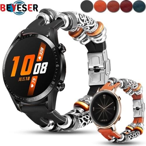 For GT2 Watchband Leather Strap for Huawei Watch gt 2 GT 46mm 42mm /HONOR Magic 2 42 46mm Band Retro Wristband Bracelet Correa