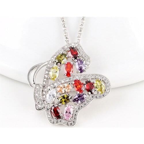RONGQING 1pcs/lot Hollow Zircon Butterfly Necklace CZ Stone Animal Pendant Choker Necklace for Women
