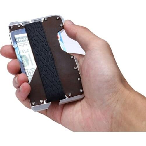 Luxury Brand Aluminum Business ID Bank Cardholder Mini Genuine Cow leather RFID Blocking Wallet Men Women Credit Card Holders