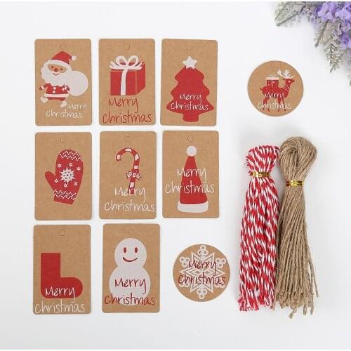 Christmas Tag Set Kraft Paper Christmas Decoration Tag Santa Claus Party Card