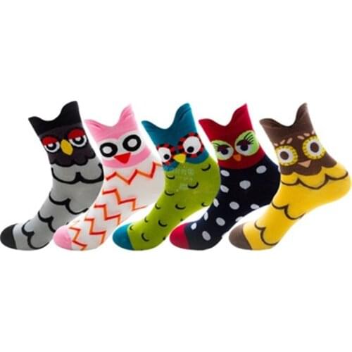 Grey Owl, Pink Owl, Green Owl, black owl, yellow owl, mens and womens cotton tube socks ZQ021