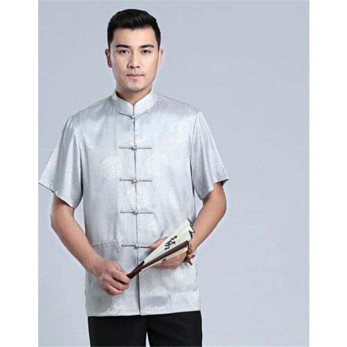 Chinese top Mens shirts plus size Tang suit Chinese tunic Chinese style Hanfu retro kung fu shirt with pockets tai chi new