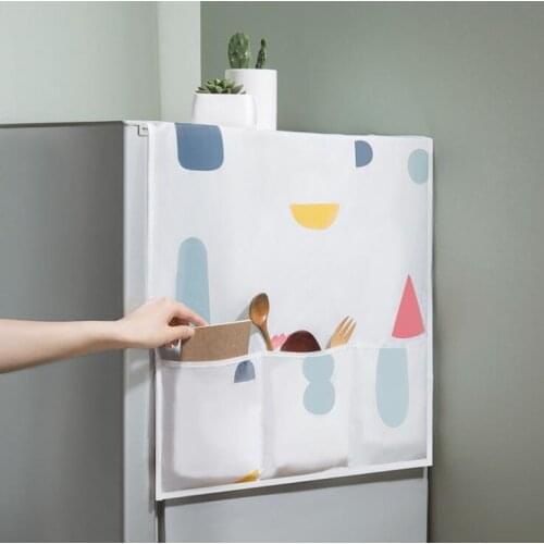 Waterproof PEVA Print Refrigerator Cover Dust Cover With Storage Bag Kitchen Supplies refrigerator organizer