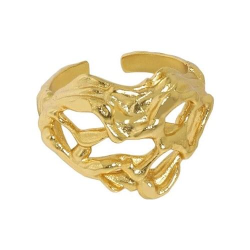 SHANICE 925 Sterling Silver Design Simple Hollow Heart-shaped Open Ring For Women Irregular Engagement Adjustable Fine Jewelry