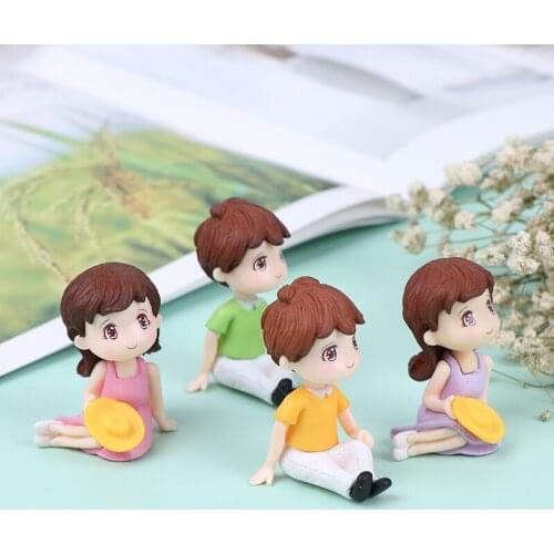 1Pair Sweety Lovers Couple Figurines Miniature Craft Fairy Garden Gnome Moss Terrarium Gift DIY Ornament Garden Decor