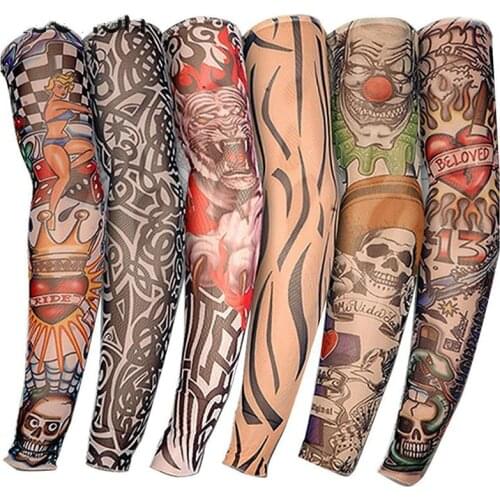 1PC Cycling Sports Tattoo Sleeves UV Cool Arm Sleeves Cycling Running Arm Warmer Sport Elastic Oversleeve Arm Warmers