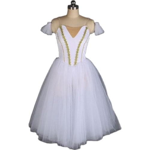 20007W white Velvet Top Bodice with white Tulle Long Romantic Ballet Tutu Girl & Women Dancewear Ballet Tutu