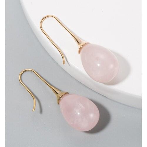 2020 Hot Selling Natural Stone Big Water Drop Dangle Earrings Colorful Natural Stone Teardrop Women Fashion Earrings