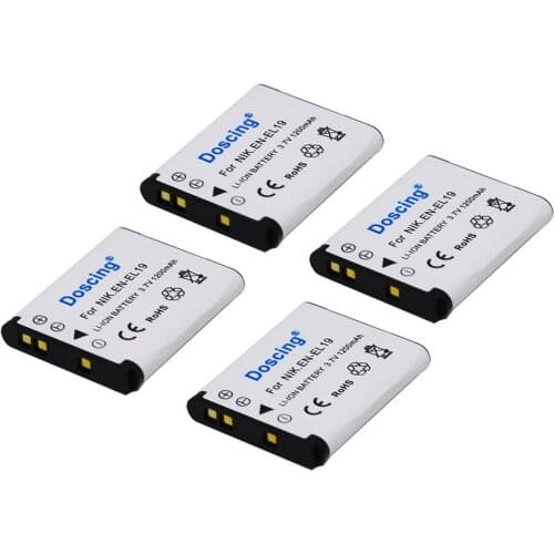 4PCS EN-EL19 Rechargeable Li-ion Battery For Nikon Coolpix S2600 S2700 S3100 S3500 S4100 S4150 S4400 S5200 S6400 S6900 A100