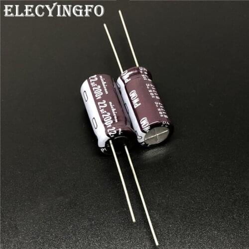 5pcs/50pcs 22uF 200V NICHICON PW Series 10x20mm Low Impedance 200V22uF Aluminum Electrolytic capacitor