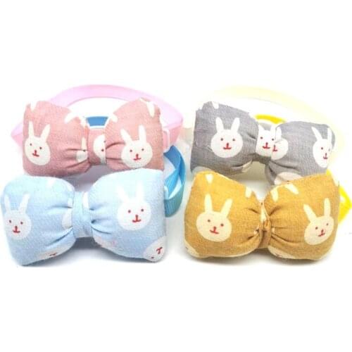 50pcs Pet Dog Cat Bow Ties Rabbit Pattern Adjustable Pet Collar Small Dog Grooming Products Bow Tie for Dogs