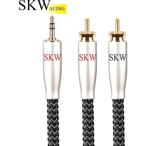 SKW 3.5mm Aux Jack To 2 RCA Y Jack Audio Cable SOCC Conductor Male To Male For TV Computer Phone Connect Power amplifier