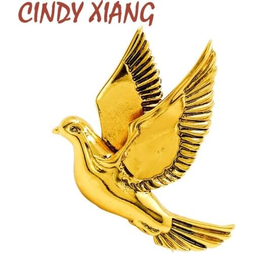 CINDY XIANG Animal Bird Badge Brooch Vintage 4 Colors Available Metal Birds Pin For Men Women Hummingbird Jackets Accessories