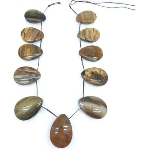 25x35mm Natural Gemstone Teardrop 100Natural Petrified Wood Jasper Stone Beads DIY Jewelry Making Necklace Pendant Wealth Unique