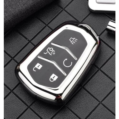 TPU 5 Buttons Car Key Case For Cadillac SRX 2015 2016 ATS CTS CT6 XT5 XTS Smart Remote Fob Cover Keychain Protector Bag