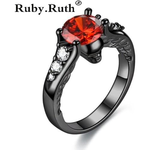Skull Punk Black Ring Red crystal Womens Ring Wedding Jewelry Dropshipping