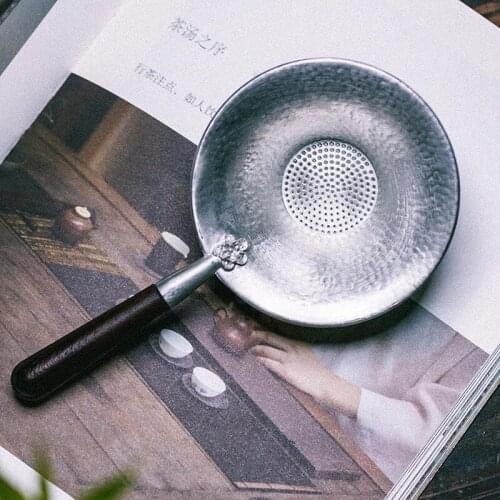 Pure Tin Tea Funnel Solid Wood Handle Tea Strainer Pitcher Filter Kung Fu Tea Set Tea Accessories Strainer Tea Filter Diffuser