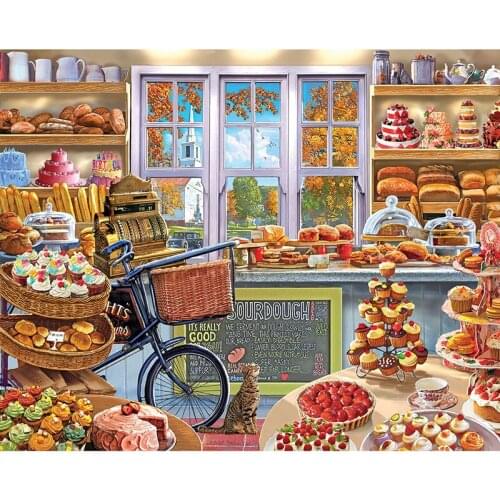 DIY Painting By Numbers The Bakery Oil Coloring By Number Scenery Wall Art Canvas Picture Hand Painted Room Decoration
