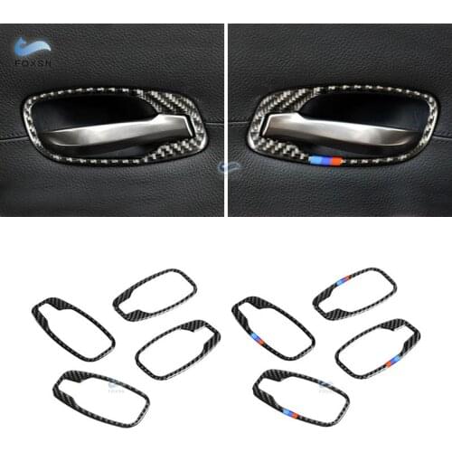 For BMW 5 Series E60 E61 2004 2005 2006 2007 2008 2009 2010 Carbon Fiber Car Interior Door Handle Pull Frame Cover Trim