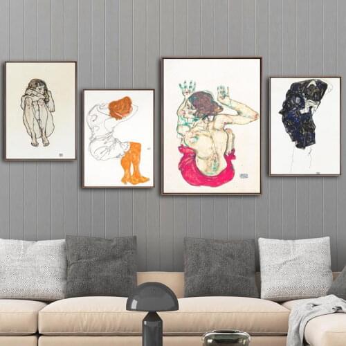 Home Decoration Poster Prints Wall Art Canvas Painting Picture Cuadros Decoracion Salon Egon Schiele Figure Paintings