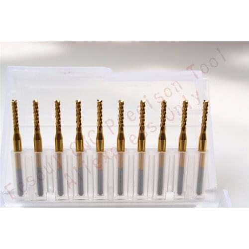 3.175mm*1.7mm,10pcs,Free shipping TiN Coating PCB End Milling cutter,CNC machine Corn milling Bit,Solid carbide tool,PVC,wood