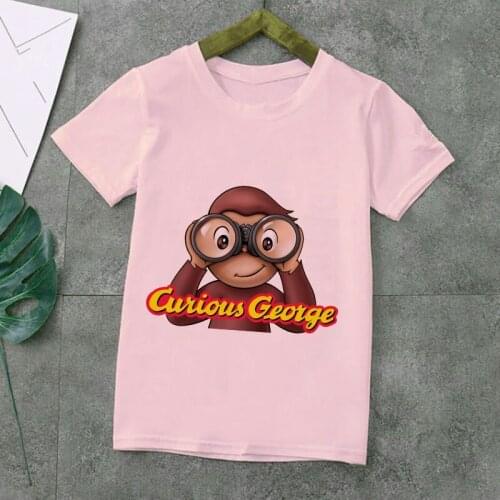 New Summer 2021 Cartoons Baby Boys T Shirt Curious George Cartoon Print Kids T-Shirts Novelty Monkey Children Girls Tops Clothes