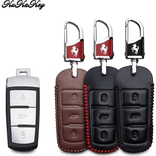 Hot Sale Car Key Case For VW Magotan CC R36 B7L B6 Genuine Leather Remote Smart Car Key Case Bag For VW Key Cover Holder Keyring
