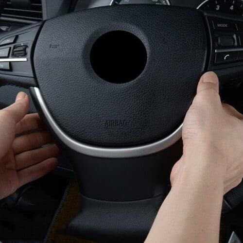 Chrome Car Styling Steering Wheel Decoration Sticker Trim For BMW 5 Series F10 2011-2015 Carbon Fiber Color Interior Accessories