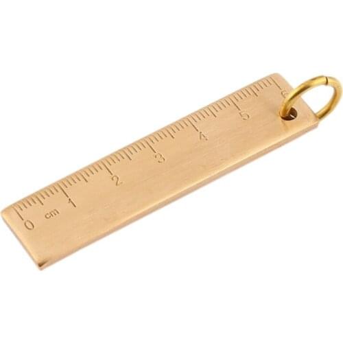 Outdoor EDC Tools Brass Metal Ruler Precise measuring Multi-Functional Durable Not Oxidized Pendant Key Card