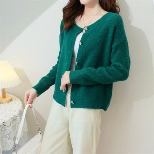 2021 Women Cardigan Winter Cashmere Sweater Long Sleeve o neck Womans Sweater Cardigans jersey knit Jumpers Pull Femme Coat