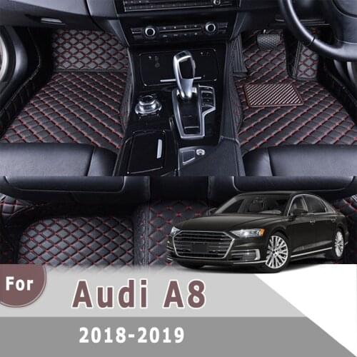 RHD Carpets For Audi A8 2019 2018 Custom Leather Car Floor Mats Auto Interior Accessories Car Styling Front And Rear Rugs Covers