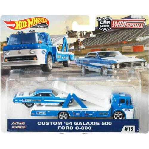 Hot Wheels Car CUSTOM 64 GALAXIE 500 FORD C-800 Car Culture Team Transport Real Riders Metal Diecast Model Car