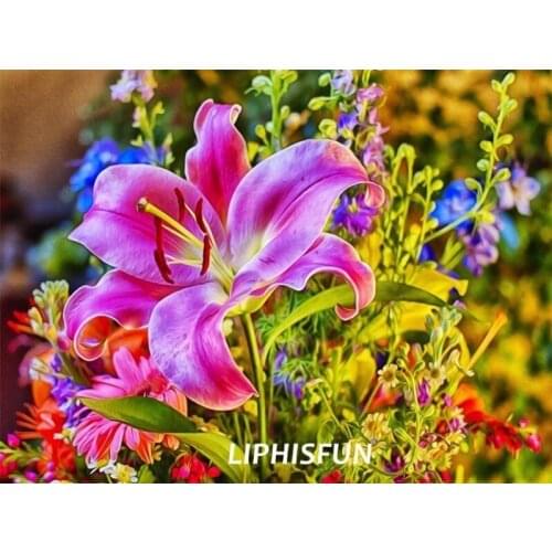 LIPHISFUN Diamond Painting Embroidery Full Drill Home Decor Square/round Cross Stitch DIY Colorful Flower Scenic