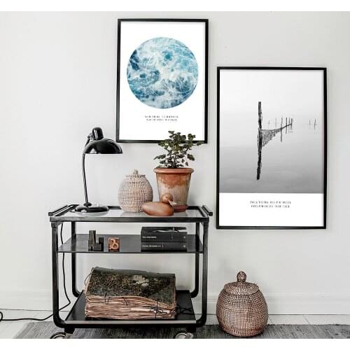 Sea Beach Landscape Minimalist Art Poster Print Motivational Quote Wall Picture Nordic Canvas Painting Home Decor