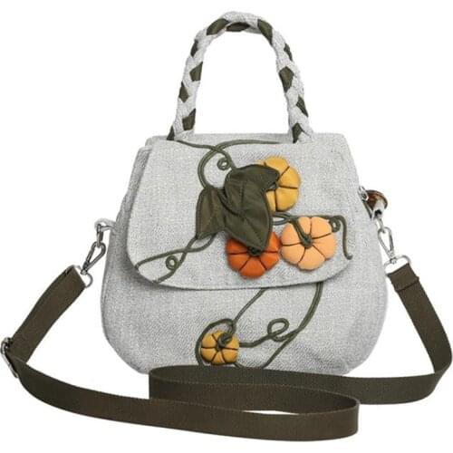 Fashion Thin Line Applique Small Shopping Bag Ethnic Applique Ladies Cute One-Shoulder Handbag Boho Handbag