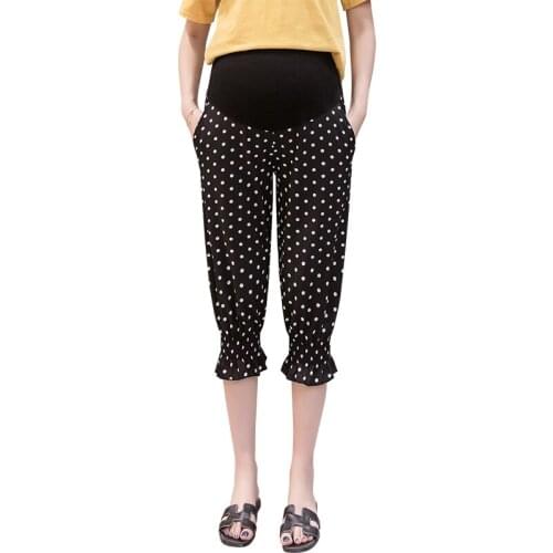 Fashion Maternity Pants Dot trousers Maternity Clothing Maternity Pants Black Maternity Clothes 2020 New cropped trousers